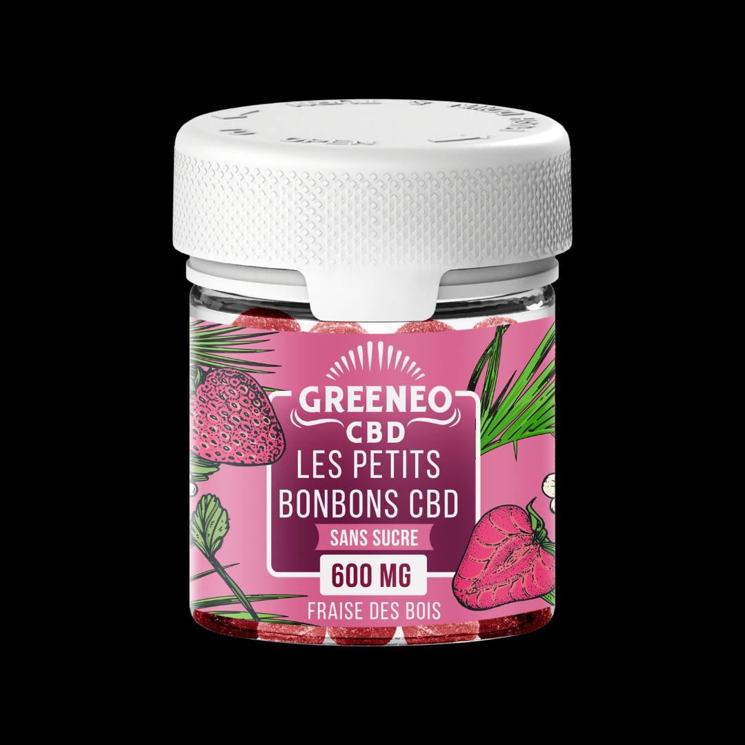 Les petits bonbons CBD fraise des bois sans sucre 600mg Greeneo : photo du produit rappelé le 21/01/2025