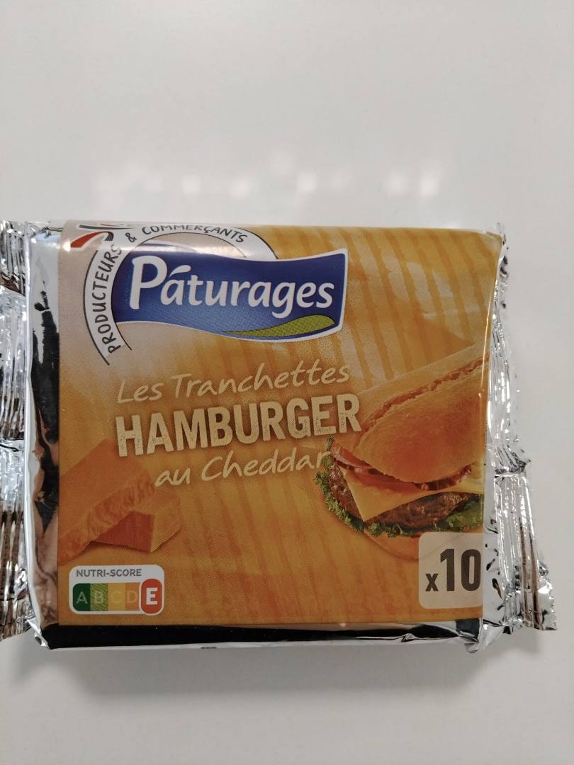Les tranchettes hamburger au cheddar pâturages 200g : photo du produit rappelé le 24/01/2025