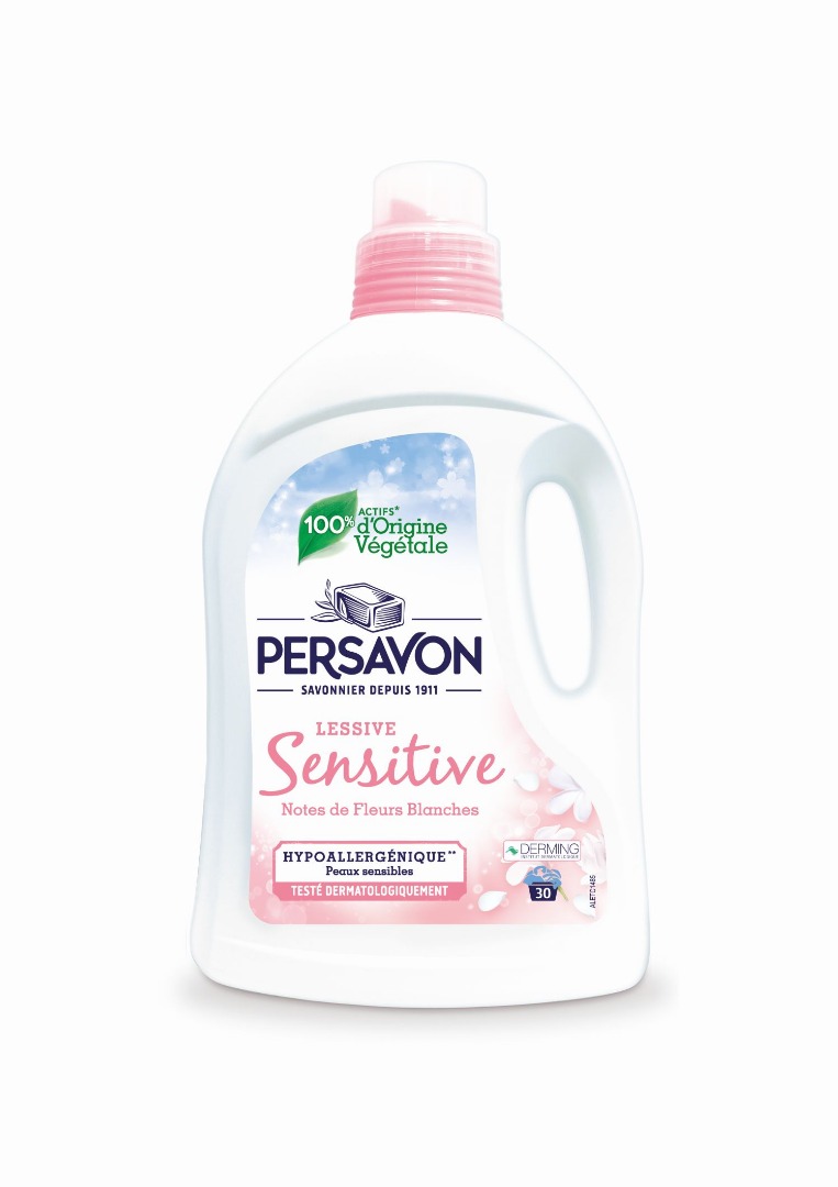 Lessive sensitive notes de fleurs blanches hypoallergénique 30 Persavon : photo du produit rappelé le 13/03/2024