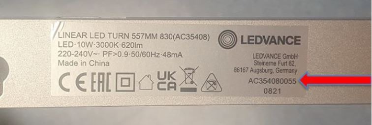 Linear LED turn Ledvance : photo 3 sur 3 du produit rappelé le 22/04/2022