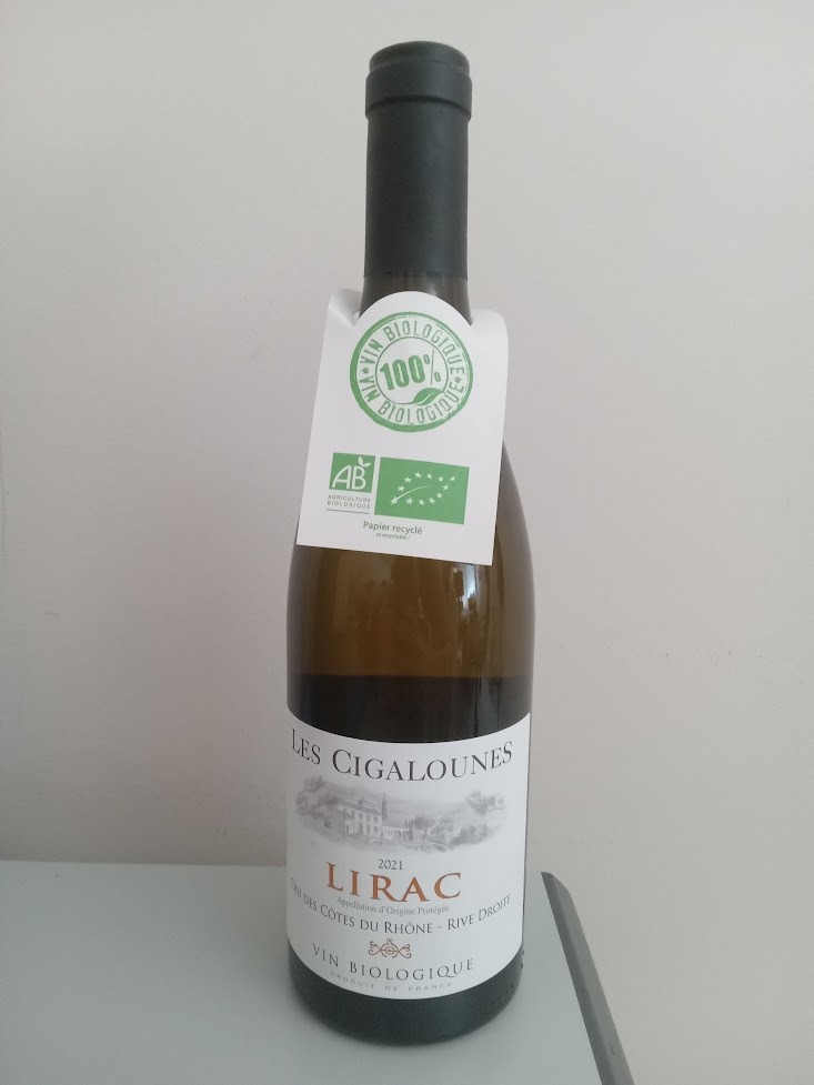 Lirac blanc 2021 biologique Les Cigalounes : photo du produit rappelé le 21/07/2023