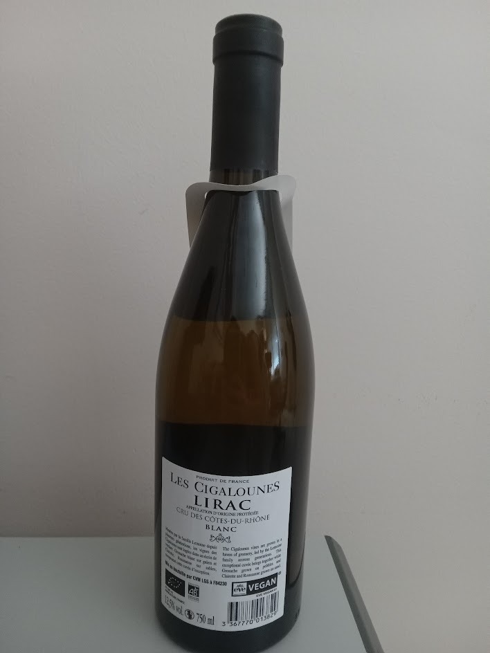 Lirac blanc 2021 biologique Les Cigalounes : photo 2 sur 2 du produit rappelé le 21/07/2023
