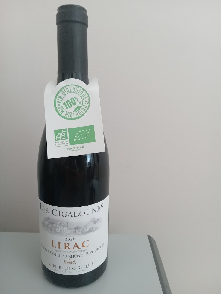 Lirac rouge 2020 biologique Les Cigalounes : photo du produit rappelé le 21/07/2023