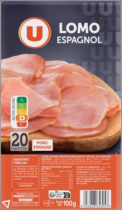 Lomo espagnol 20 tranches u 100g : photo du produit rappelé le 18/03/2026