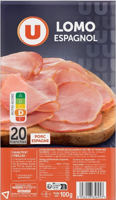 Lomo espagnol 20 tranches u 100g : photo du produit rappelé le 19/10/2026