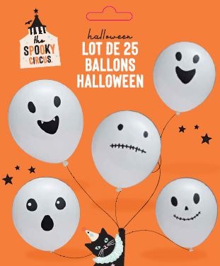 Lot de 25 ballons halloween Spooky Celebrations : photo du produit rappelé le 18/12/2023