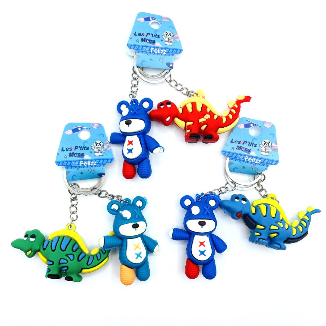 Lot porte-clés dinosaure et ourson Felizz : photo du produit rappelé le 15/04/2026