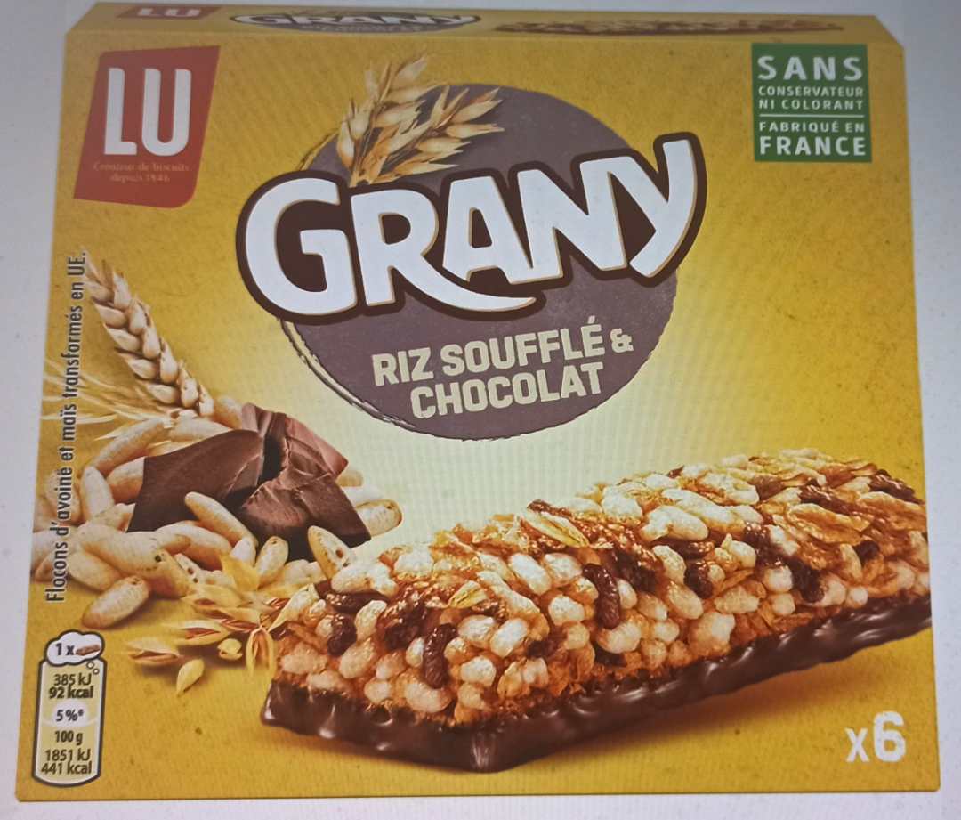 Lu grany riz soufflé et chocolat : photo du produit rappelé le 14/08/2024