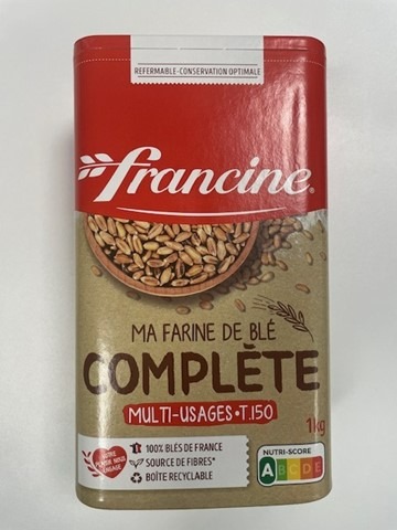 Ma farine de blé complète 1kg Francine : photo du produit rappelé le 02/06/2026