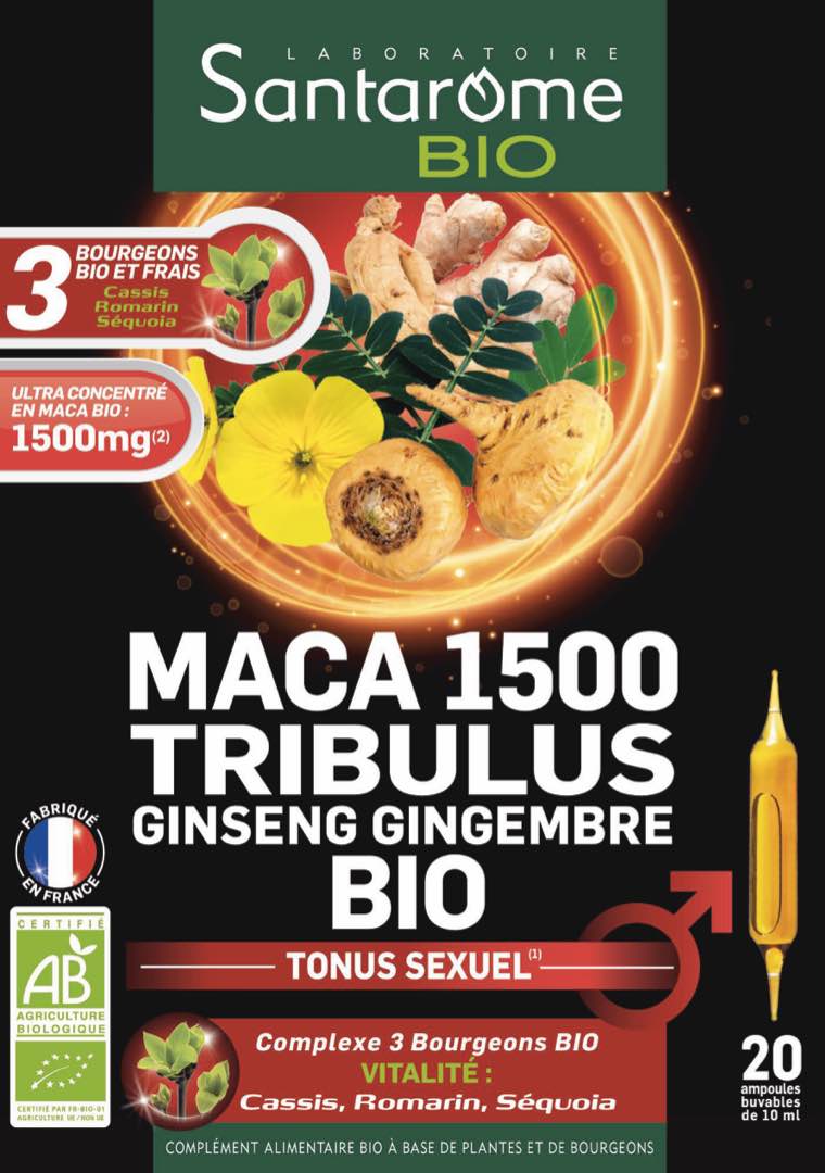 Maca tribulus 1500 bio 20 ampoules Santarome BIO : photo du produit rappelé le 25/06/2021