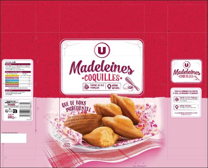 Madeleine coquille nature u sachet 600g : photo du produit rappelé le 14/02/2023