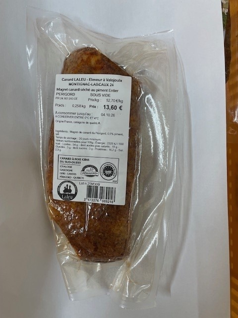 Magret de canard entier séché au piment : photo du produit rappelé le 07/03/2026