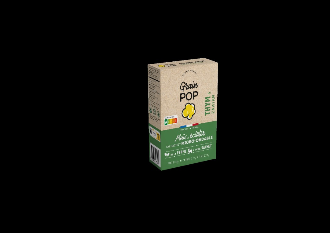 Maïs à éclater en sachet micro onde saveur thym et zaatar Grainpop : photo du produit rappelé le 04/01/2023