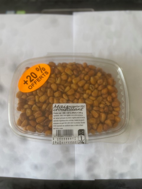 Mais croustillant aromatise bbq Croqu'provence : photo du produit rappelé le 29/08/2024