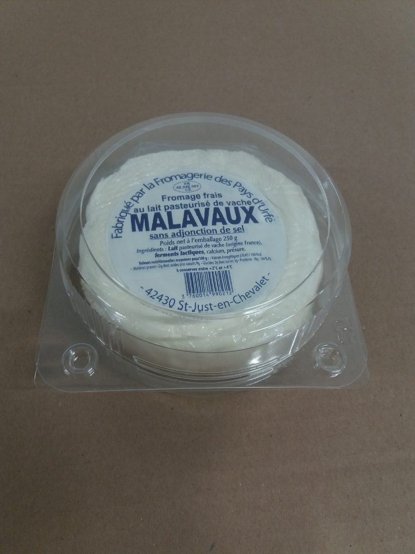 Malavaux au lait de vache pasteurisé 250g Societe Laitiere de Vichy : photo du produit rappelé le 10/02/2023
