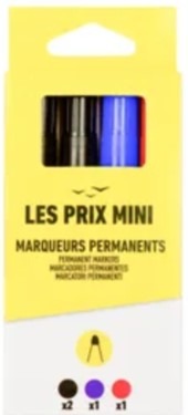 Marqueurs permanents (code EAN : 3539012004456) Prix Mini : photo du produit rappelé le 07/03/2025