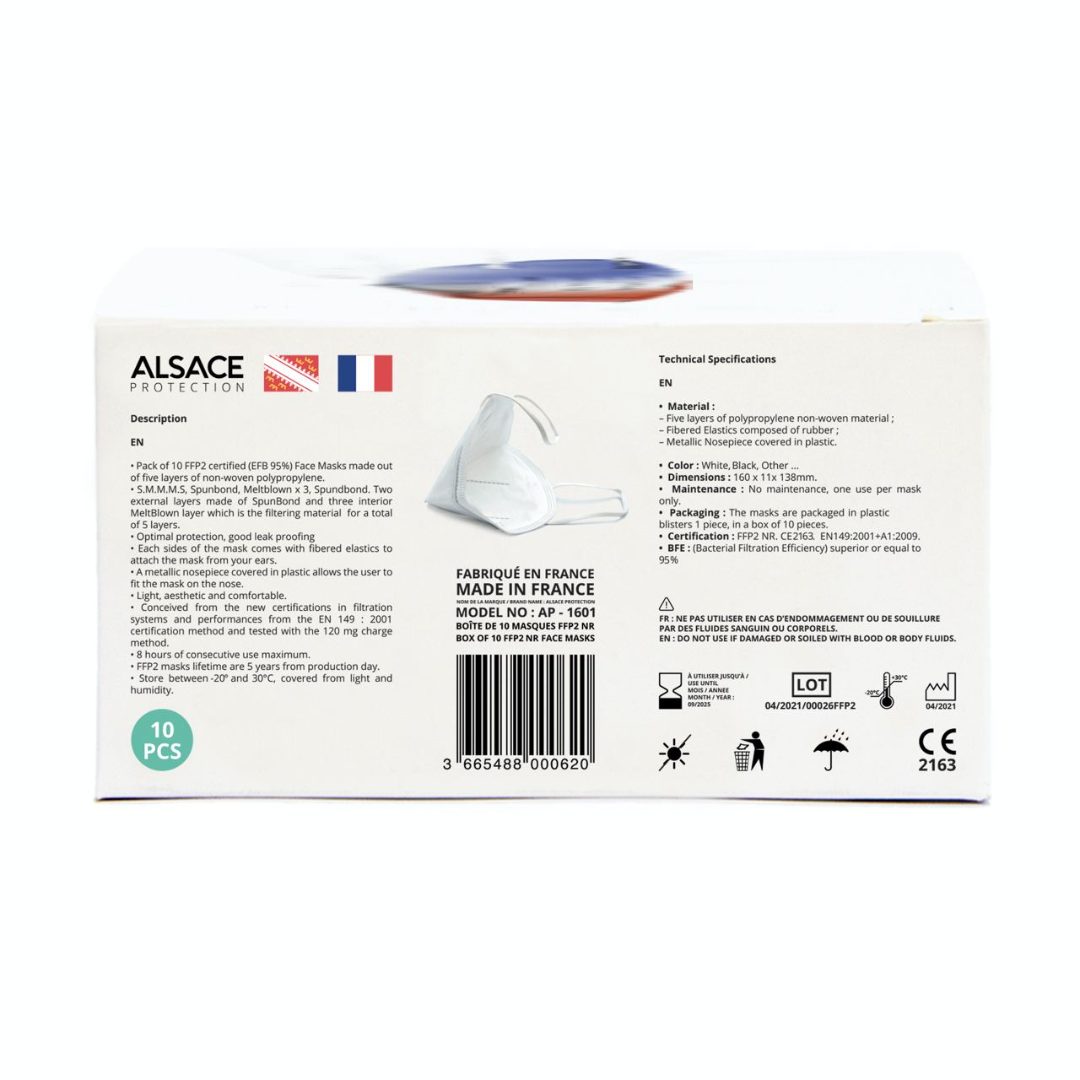 Masque ffp2 nr Alsace Protection : photo 2 sur 2 du produit rappelé le 02/05/2022