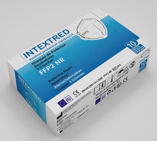 Masques ffp2 x10 Intextred : photo du produit rappelé le 18/06/2021
