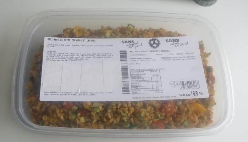Méli mélo petit épeautre et légumes 1.6 kg : photo du produit rappelé le 27/07/2022