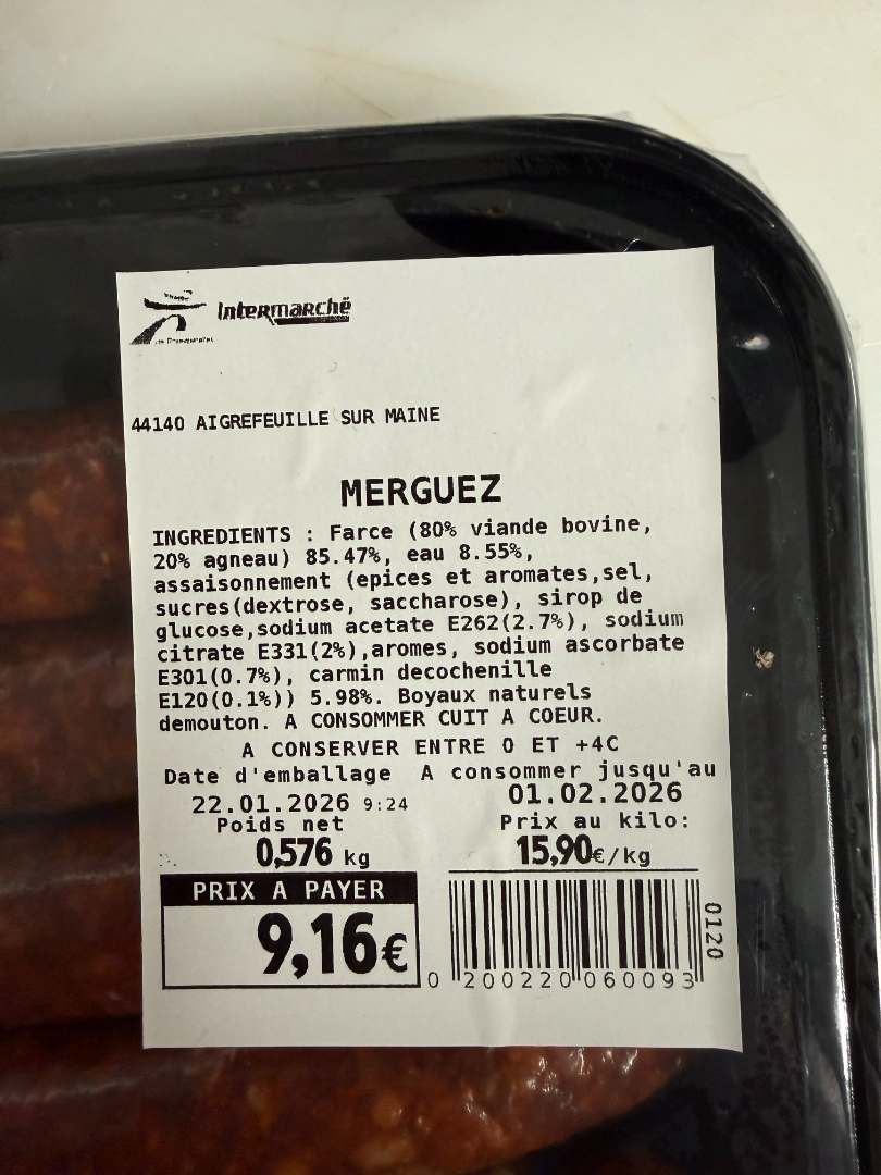 Merguez : photo du produit rappelé le 30/01/2026