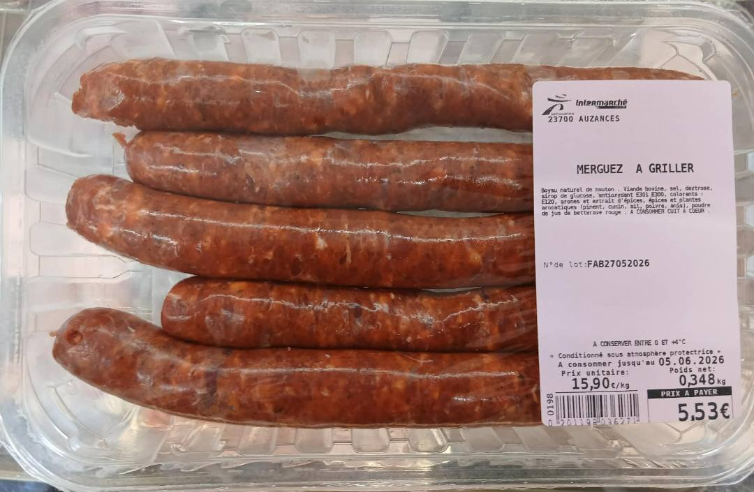 Merguez : photo du produit rappelé le 29/05/2026