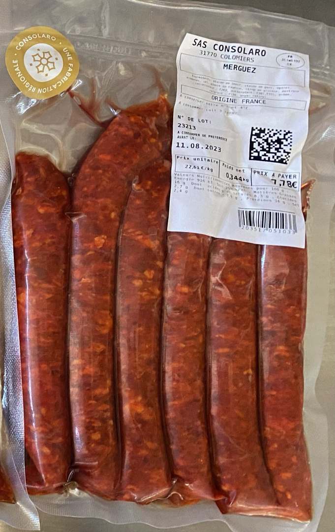 Merguez Consolaro : photo du produit rappelé le 10/08/2023