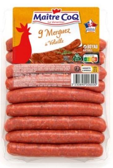 Merguez de volaille Maitre Coq : photo du produit rappelé le 18/05/2026