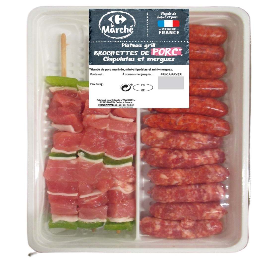 Merguez et plateaux grill Carrefour le Marche : photo du produit rappelé le 04/04/2025