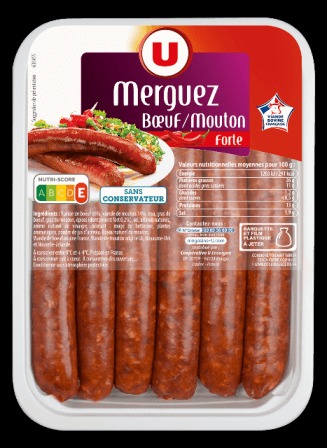 Merguez forte u : photo du produit rappelé le 06/10/2021
