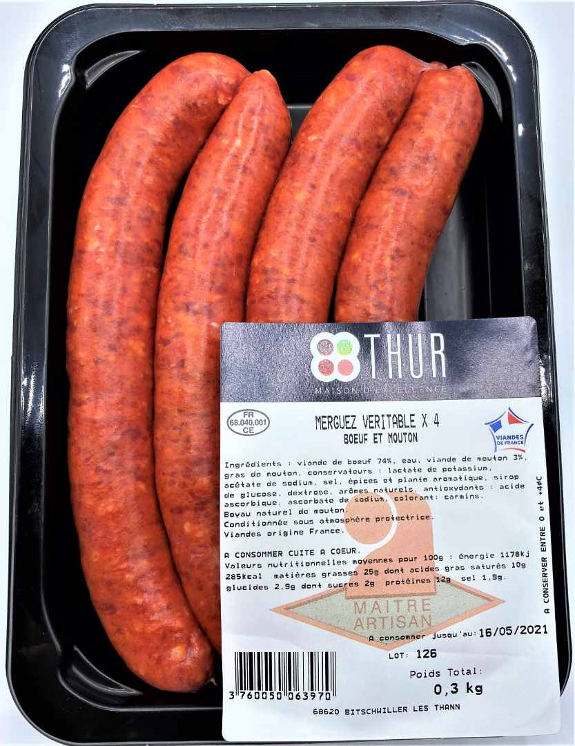 Merguez véritable Charcuterie de la Thur : photo du produit rappelé le 16/11/2021