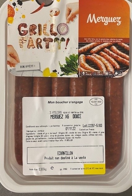 Merguez x6 Grillo Party : photo du produit rappelé le 02/11/2022