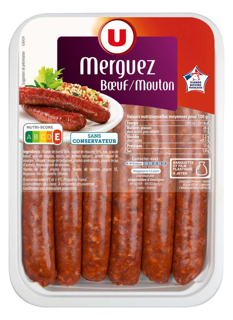 Merguez x6 vbf u Systeme U : photo du produit rappelé le 05/10/2021