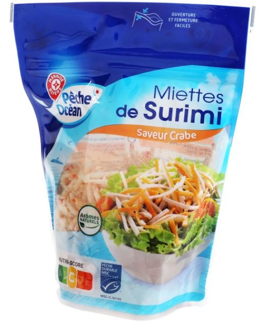 Miettes de surimi – saveur crabe – 180 g Peche Ocean : photo du produit rappelé le 12/05/2022