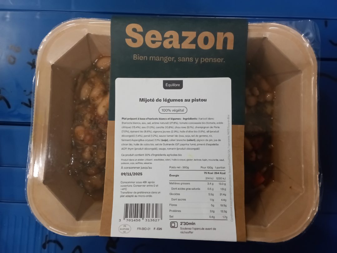 Mijoté de légumes au pistou Seazon : photo du produit rappelé le 06/11/2025