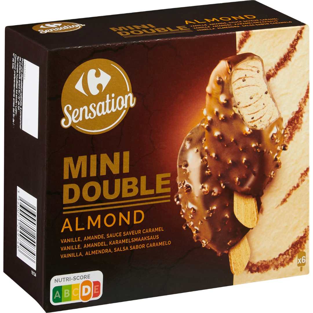Mini bâtonnets double almond, vanille, amande, sauce Carrefour Sensation : photo du produit rappelé le 29/07/2021