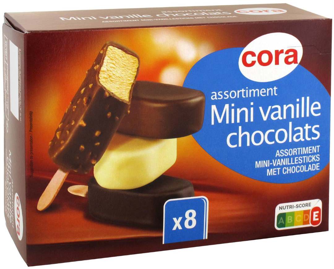 Mini bâtonnets vanille chocolat x8 Cora 287.5g : photo du produit rappelé le 29/07/2021
