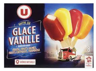 Mini bâtonnets vanille enrobages de fruits u x8 276g : photo du produit rappelé le 03/12/2021