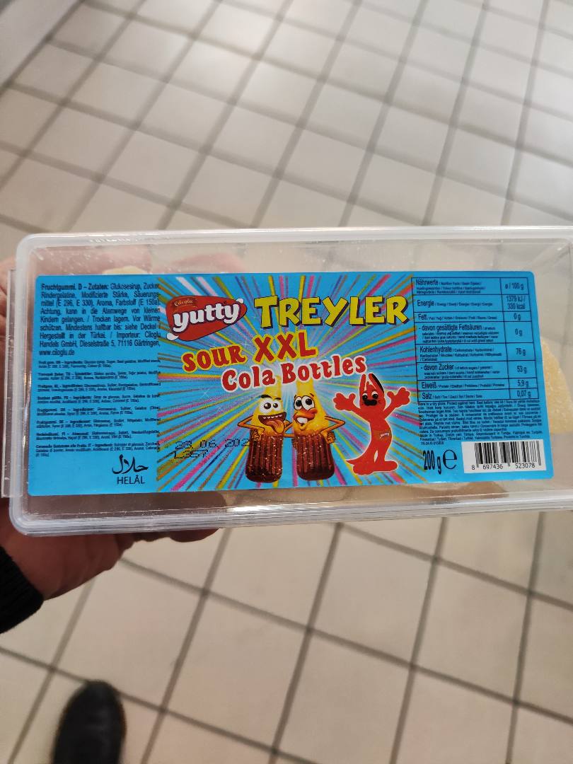 Mini bouteil de sour cola 12x200g Yutty : photo du produit rappelé le 19/10/2022