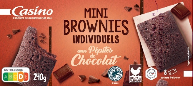 Mini brownies individuels aux pépites de chocolat x8 240g Casino : photo du produit rappelé le 02/09/2022