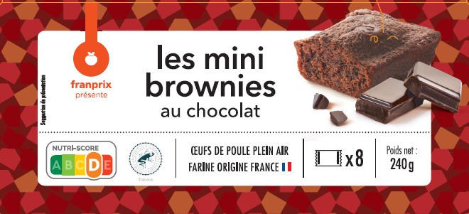 Mini brownies individuels aux pépites de chocolat x8 240g Franprix : photo du produit rappelé le 02/09/2022