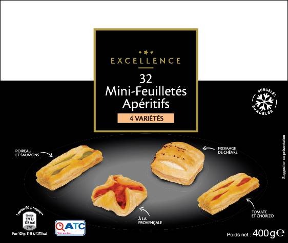Mini feuilletes surgeles x32 Excellence : photo du produit rappelé le 07/06/2021