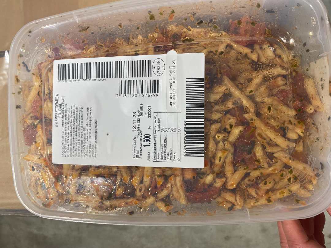 Mini penne tomate : photo du produit rappelé le 02/11/2023