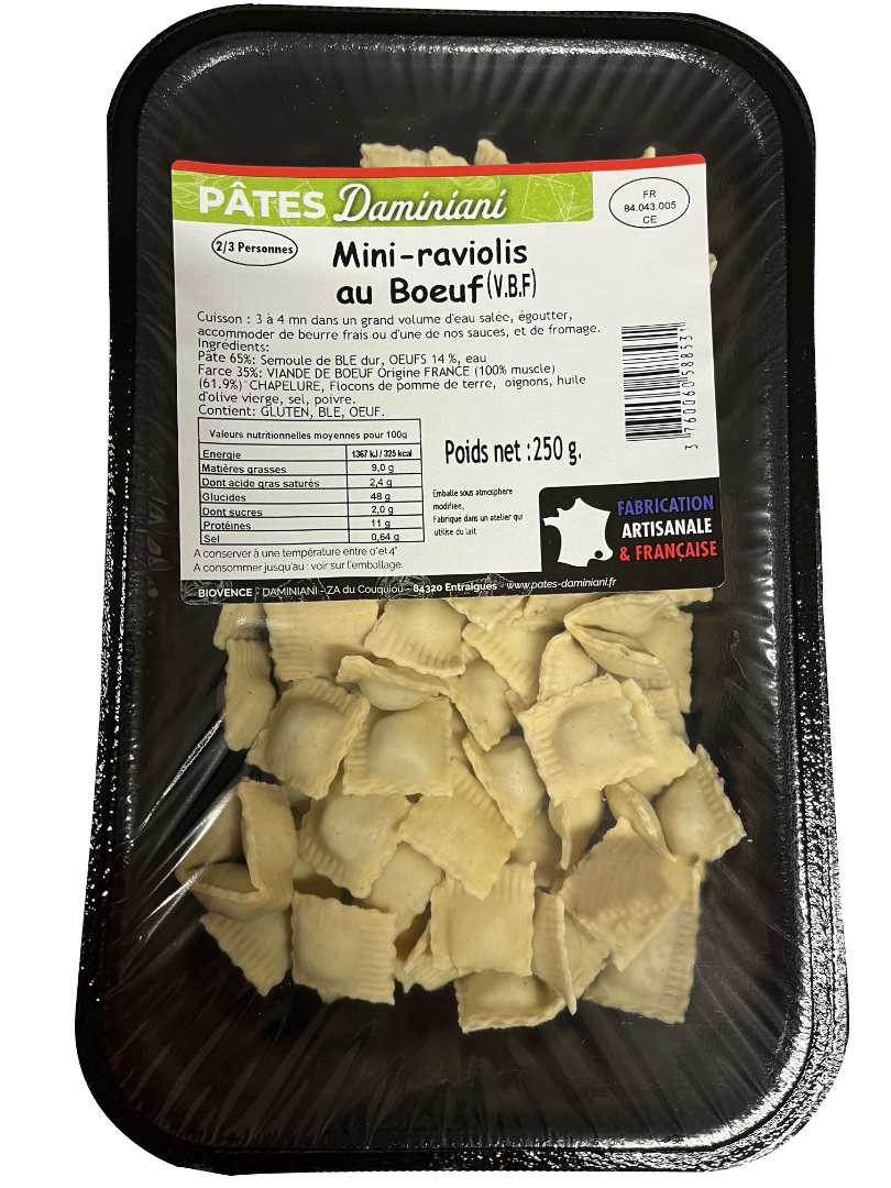 Mini ravioli boeuf Daminiani : photo du produit rappelé le 20/05/2025