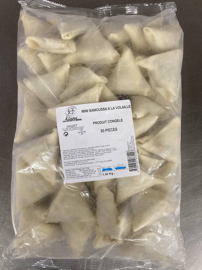 Mini samoussa a la volaille congeles x 50 pieces Haumy : photo du produit rappelé le 04/10/2024