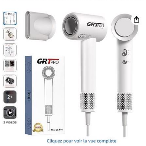 Mini seche cheveux professionnel ionique 2200w mini sèche-cheveux *grtpro* : photo du produit rappelé le 19/12/2025