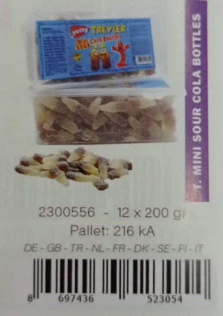 Mini sour cola bottles Yutty Treyler : photo du produit rappelé le 11/10/2022