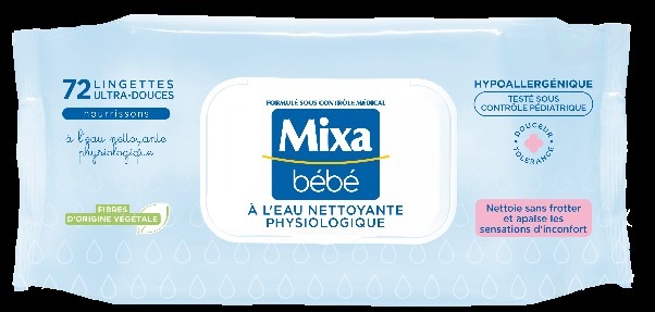 Mixa bébé lingettes à l'eau nettoyante physiologique : photo du produit rappelé le 13/10/2021