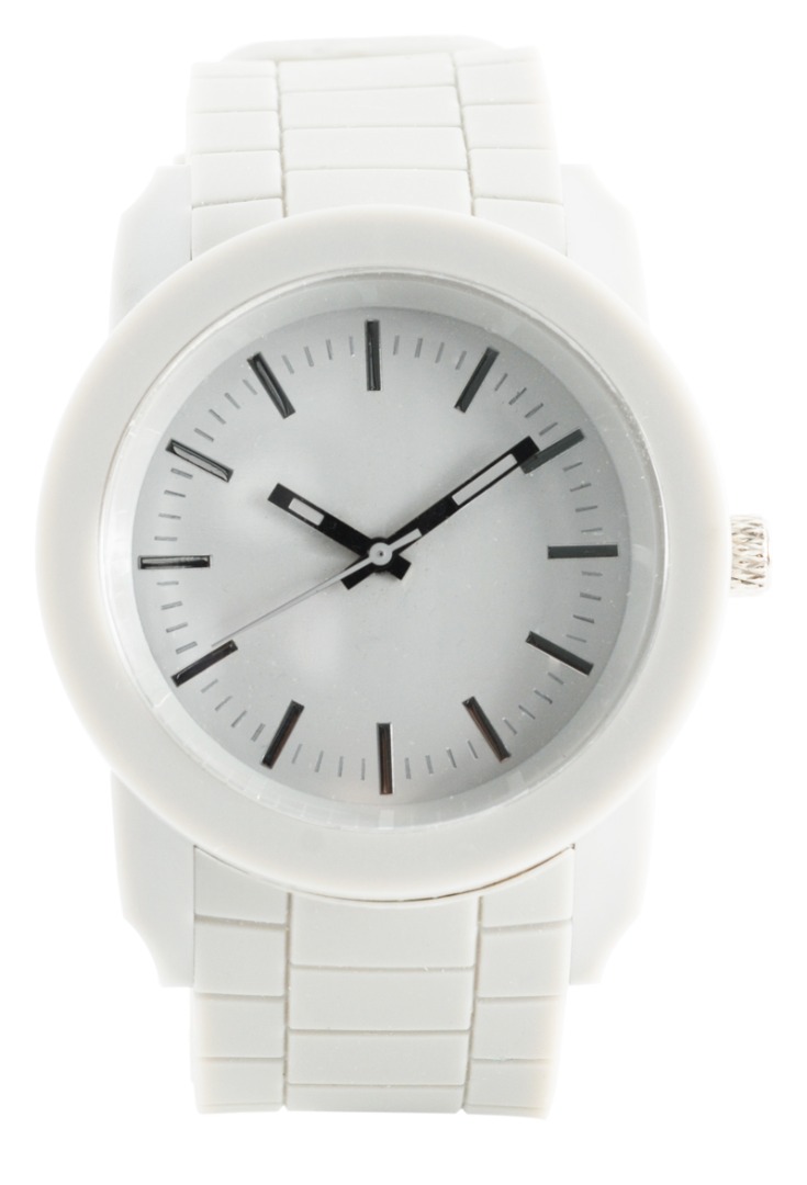 Montre bracelet silicone blanc avec partie en metal de couleur Clipper : photo du produit rappelé le 27/06/2024
