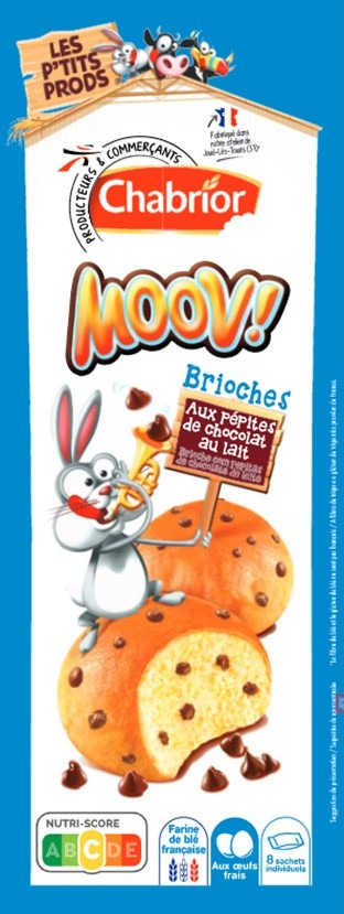 Moov! Brioches aux pépites de chocolat au lait chabrior : photo du produit rappelé le 17/07/2023