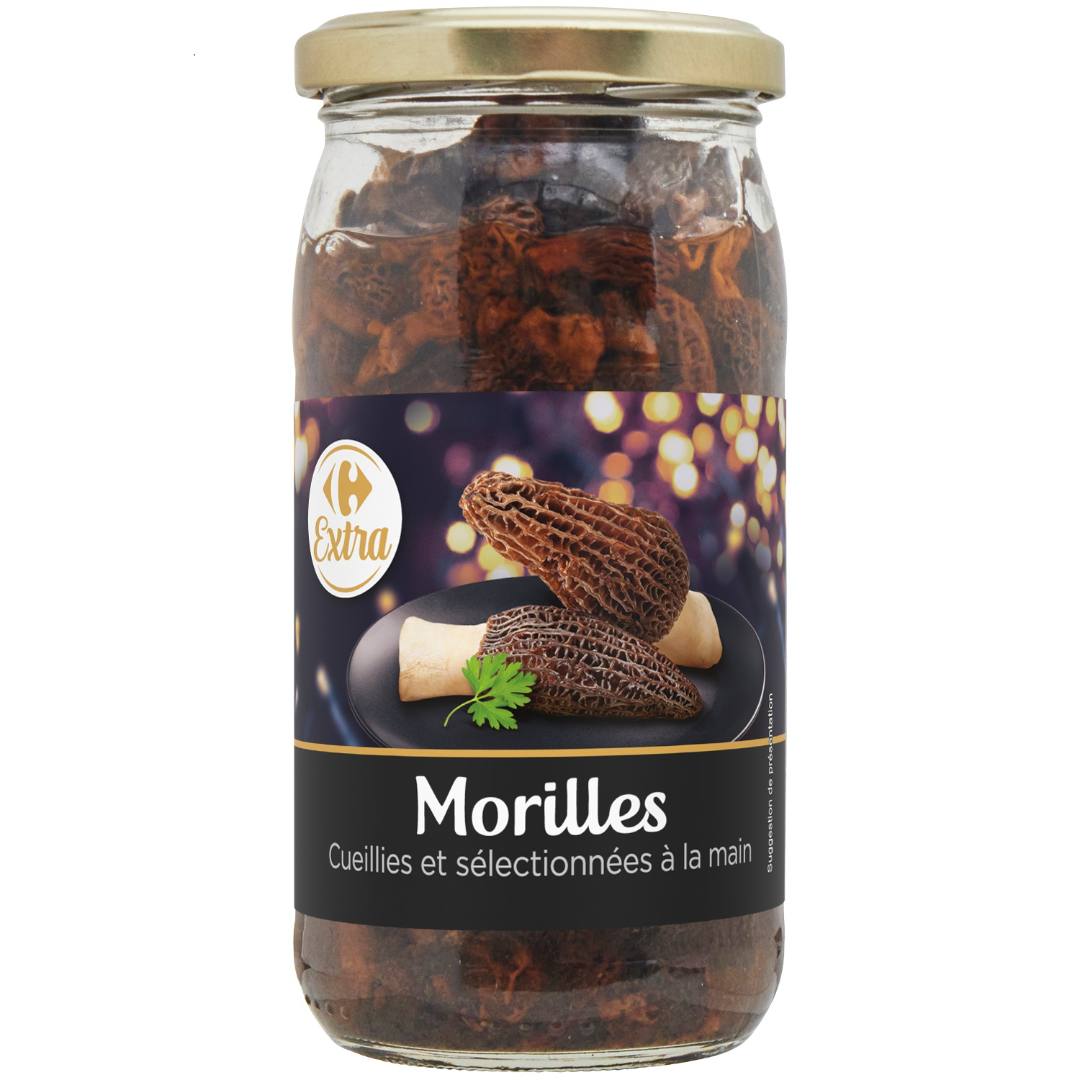 Morilles cueillies et sélectionnées à la main Carrefour Extra : photo du produit rappelé le 19/08/2025